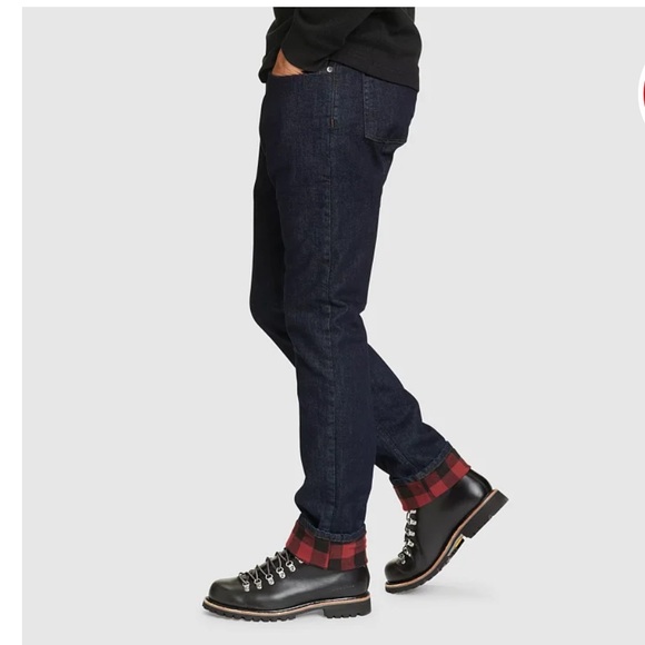 BNWT Eddie Bauer Men's Field Flex Flannel-Lined Straight Jeans - Picture 2 of 4